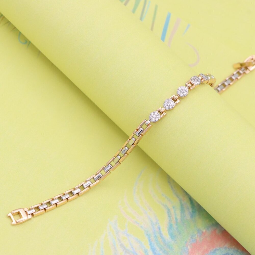 "Rose Gold & Silver Dual Tone Sparkle Bracelet with Round CZ, XPBL0850